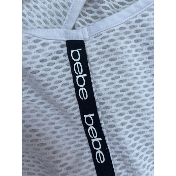 Womens Mesh Sheer Tank Top Bebe Sport Logo Sleeveless $44 Size Medium - Picture 6 of 9